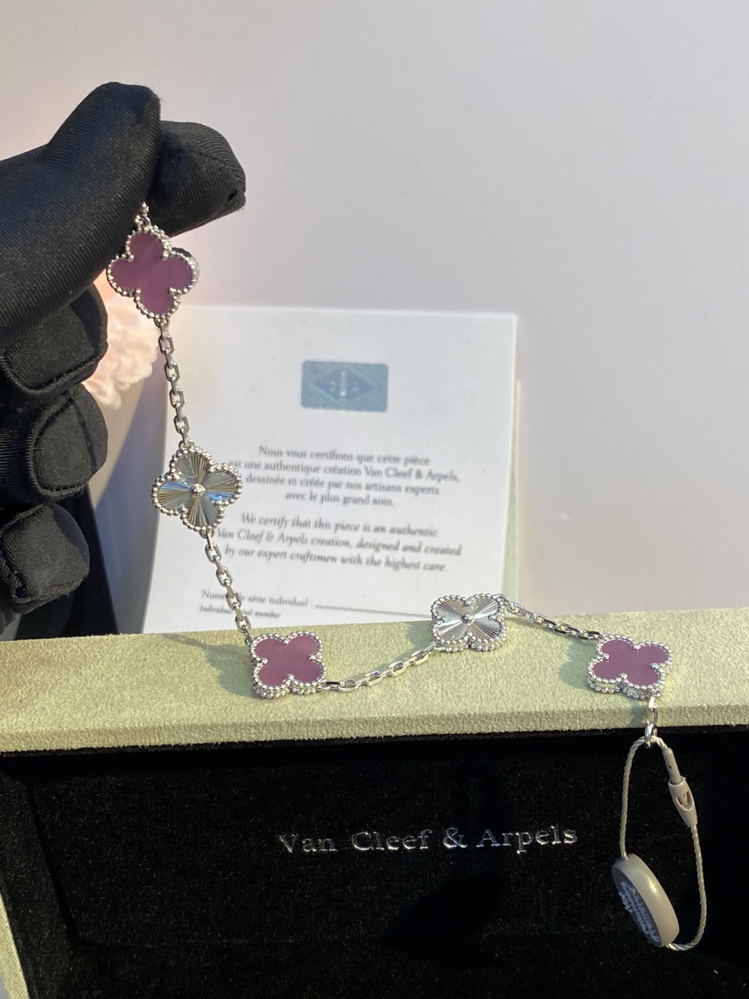 Van Cleef & Arpels Alhambra Pink Enamel Bracelet